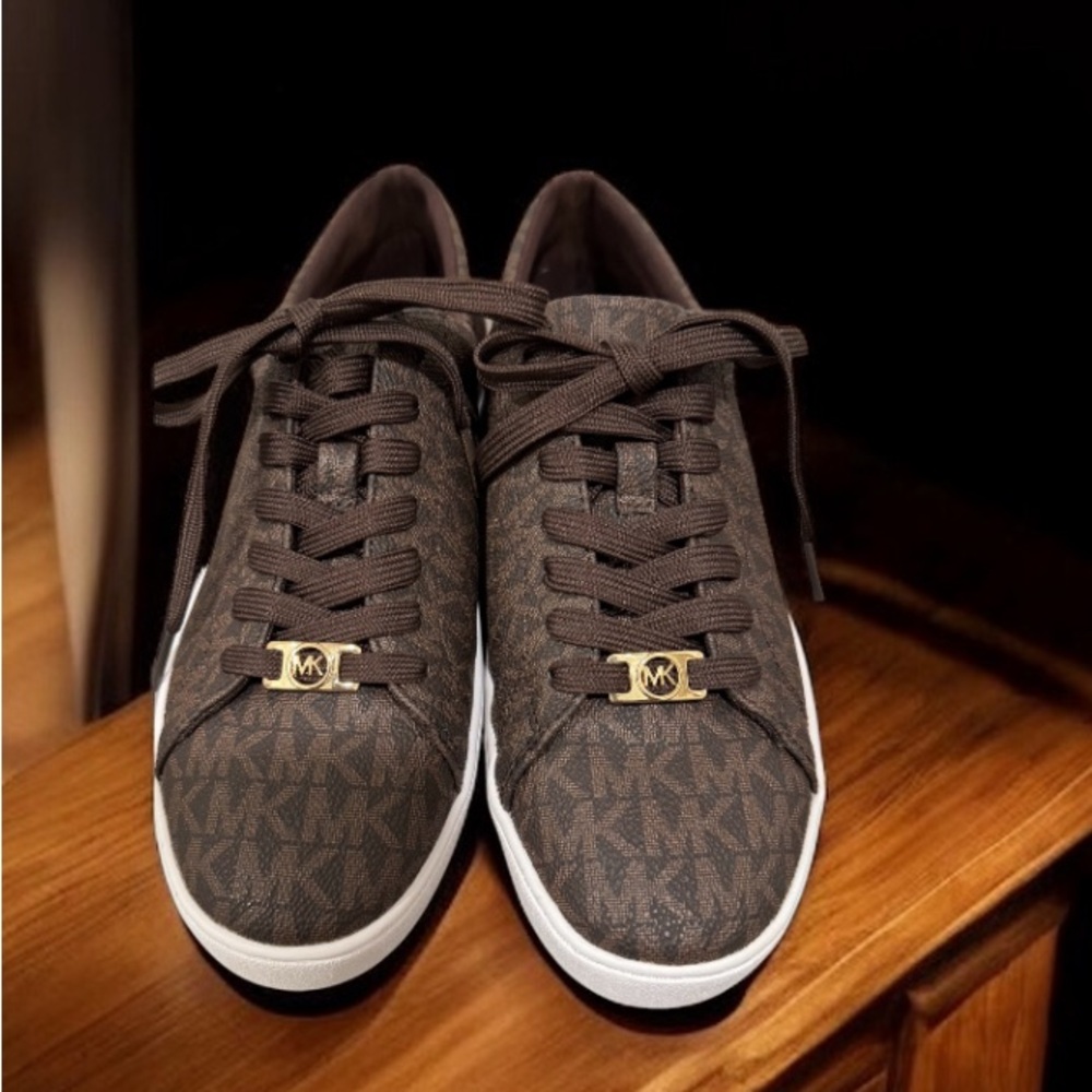 Michael Kors Brown Monogram Low-Top Sneakers